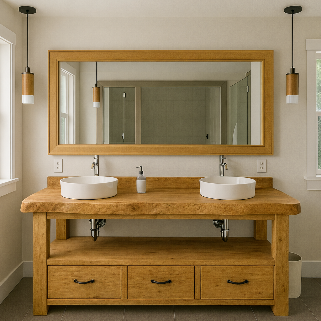 Solid Wood Double Bathroom Vanity Cabinet β Rustic Bathroom Vanity with 3 Drawers