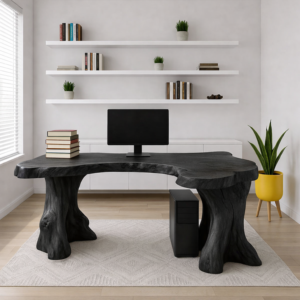Live Edge Office Desk Unique Organic Shape Writing Computer Desk Statement Furniture