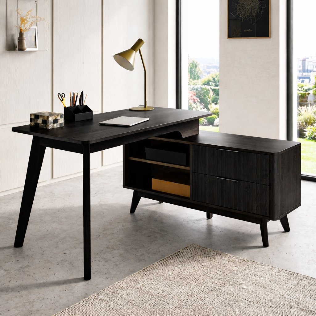 Stylish Work Desk with Storage and Modern Design for Home Office