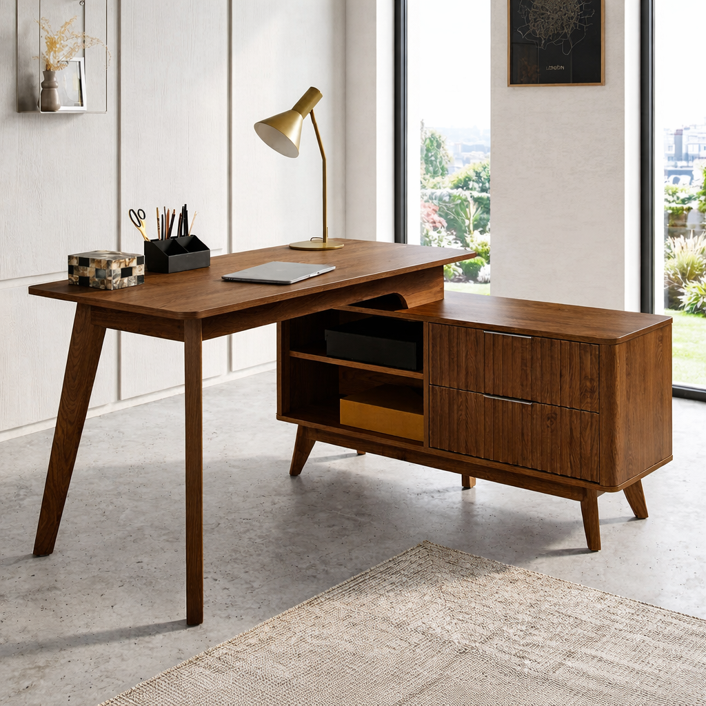 Stylish Work Desk with Storage and Modern Design for Home Office