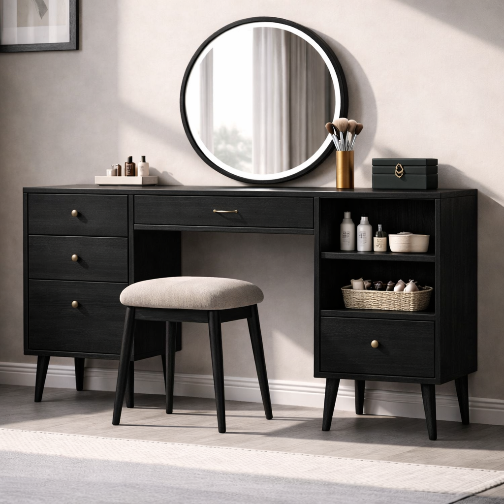 Solid Wood Makeup Vanity with Storage – Modern Design for Beauty Essentials