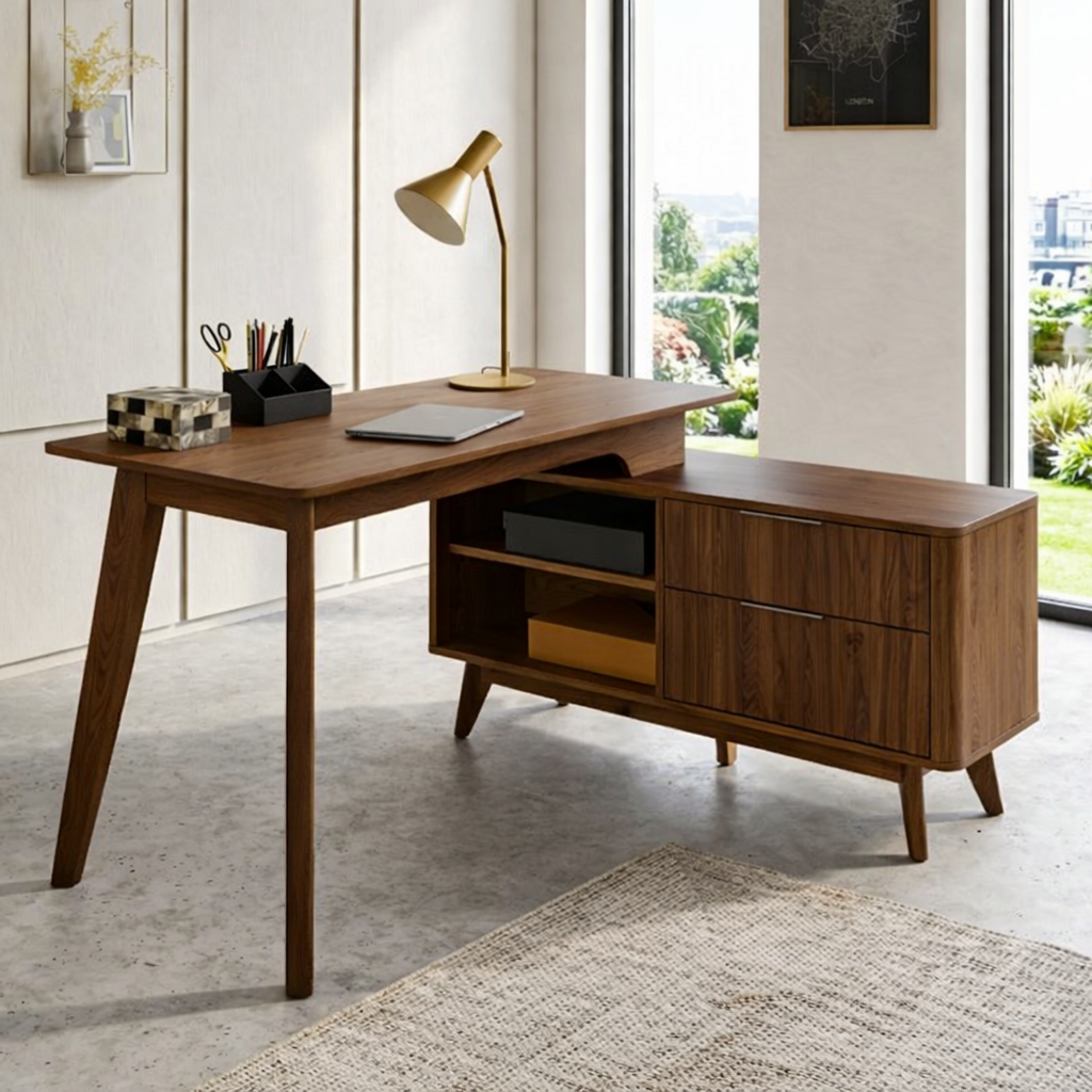 Stylish Work Desk with Storage and Modern Design for Home Office