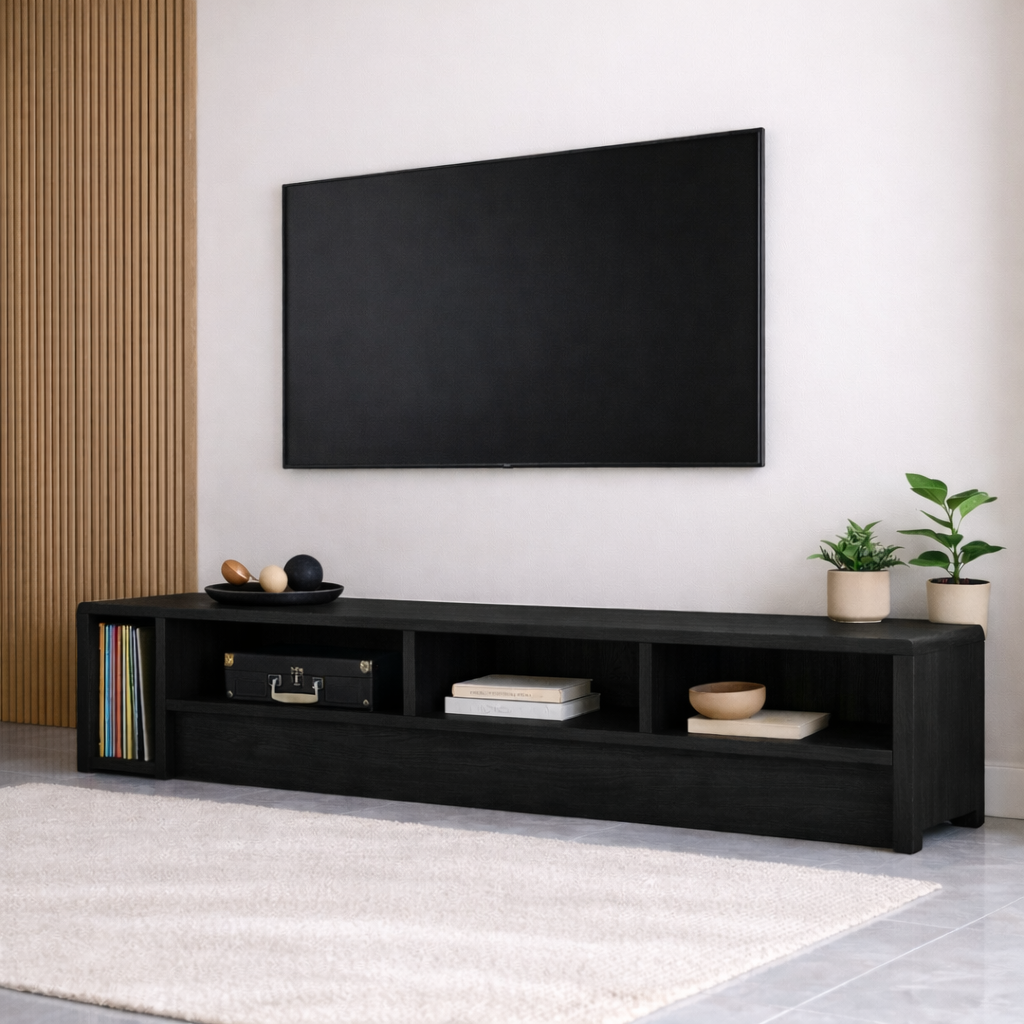 Mid Century Solid Wood TV Stand Long Low Profile Media Console Entertainment Unit