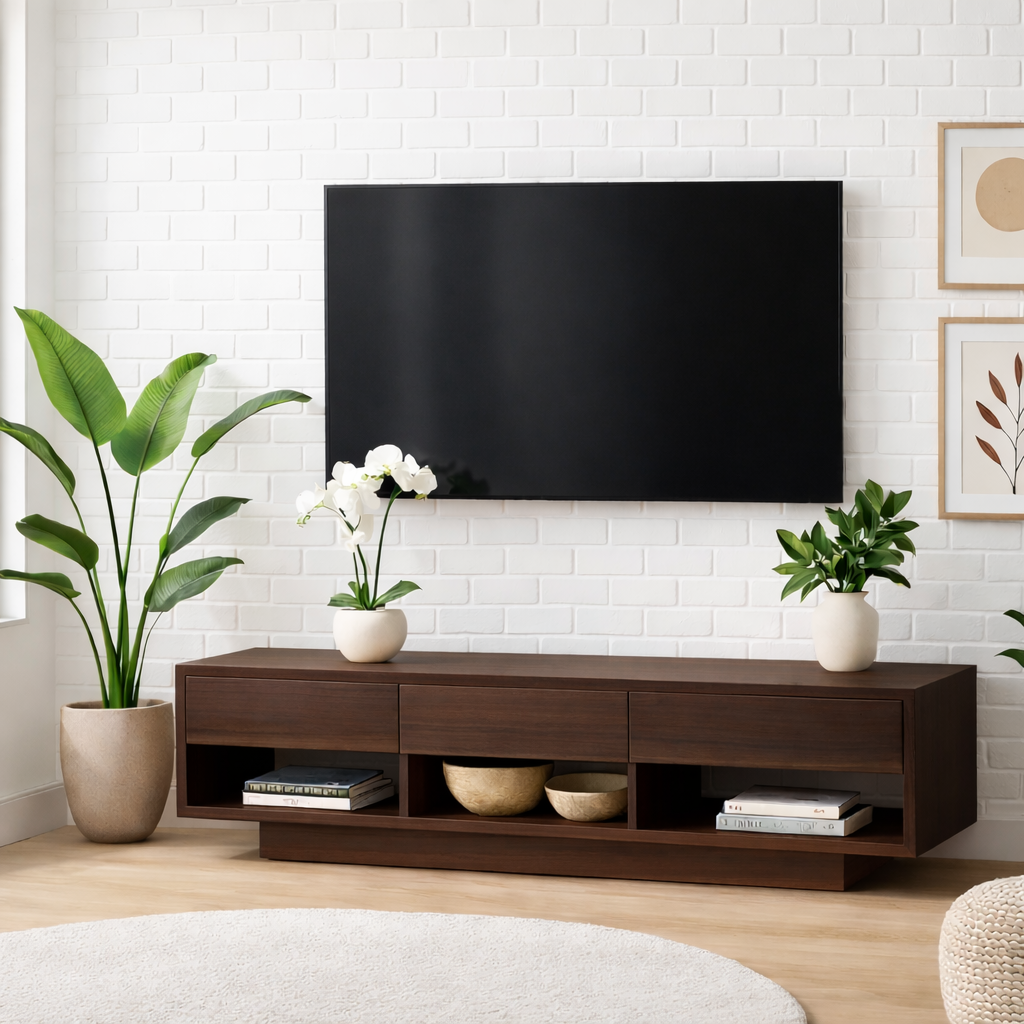 Mid Century Solid Wood TV Stand Modern Media Console Low Entertainment Center Cabinet