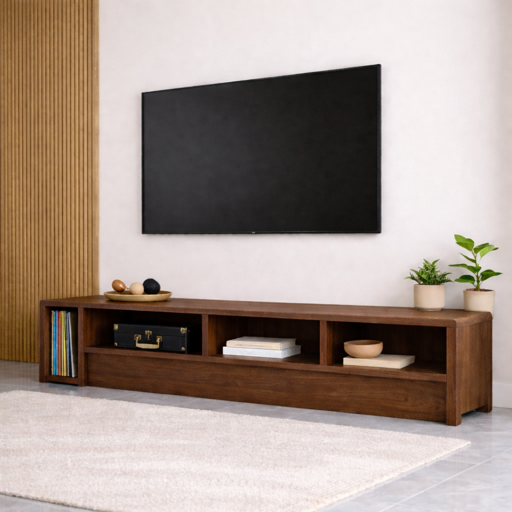 Mid Century Solid Wood TV Stand Long Low Profile Media Console Entertainment Unit
