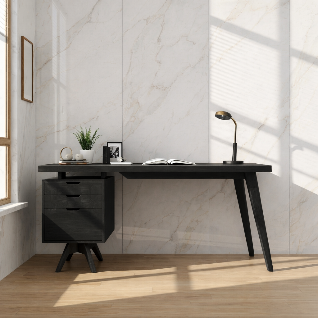 Modern Writing Desk with Storage Drawer Minimal Home Office Desk Clean Work Table Design