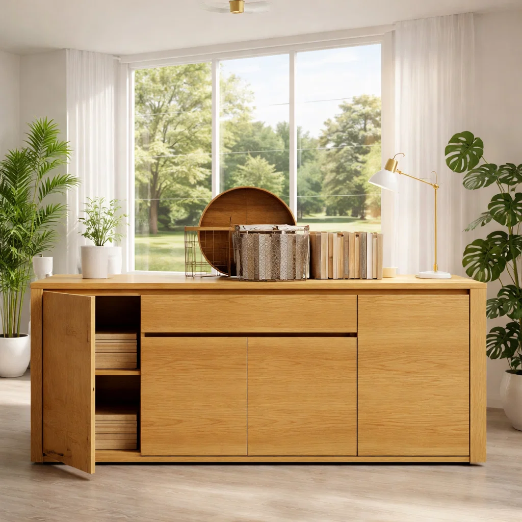 Large Sideboard Cabinet with Doors and Hidden Storage