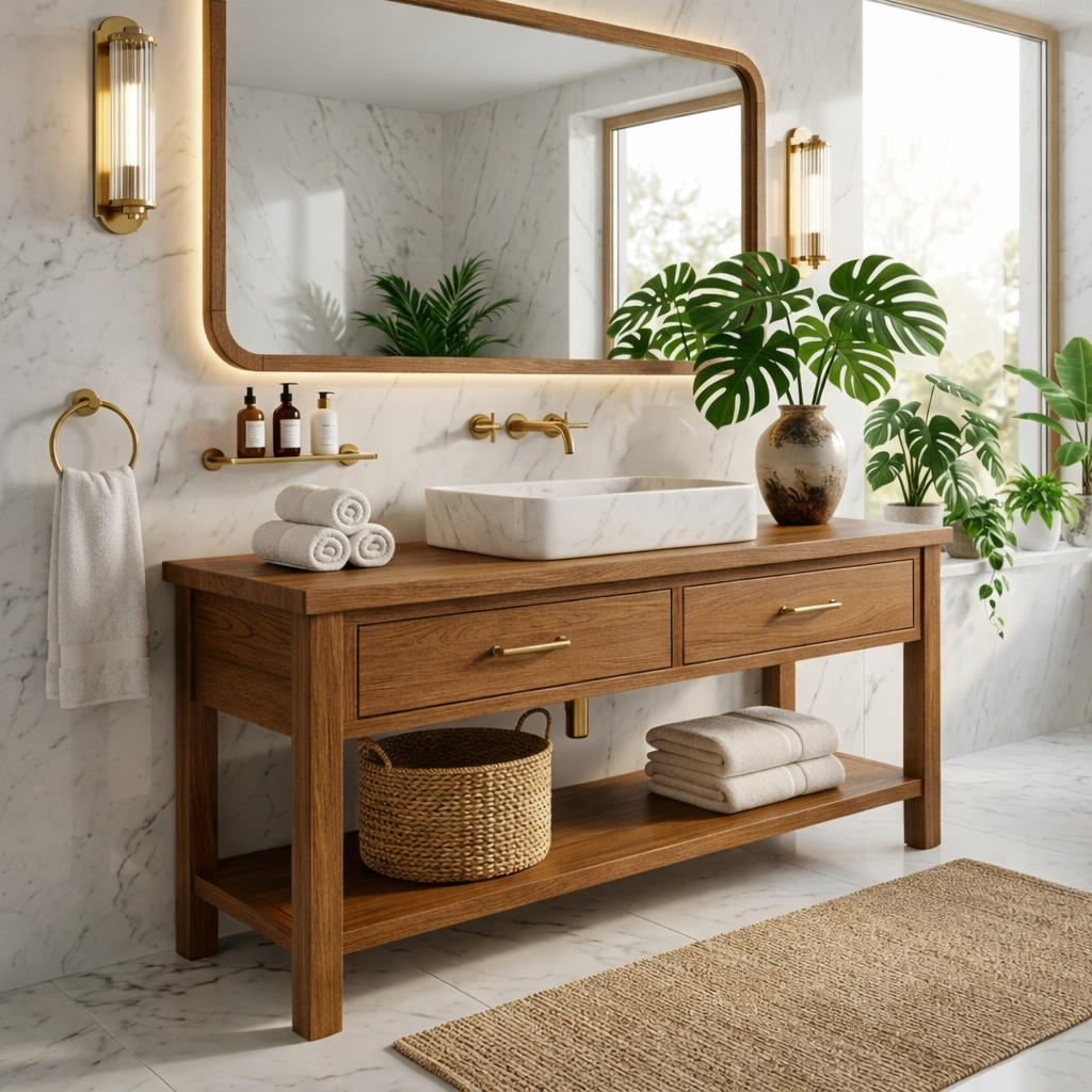 Luxury Wooden Bathroom Vanity - Modern Design with Sink