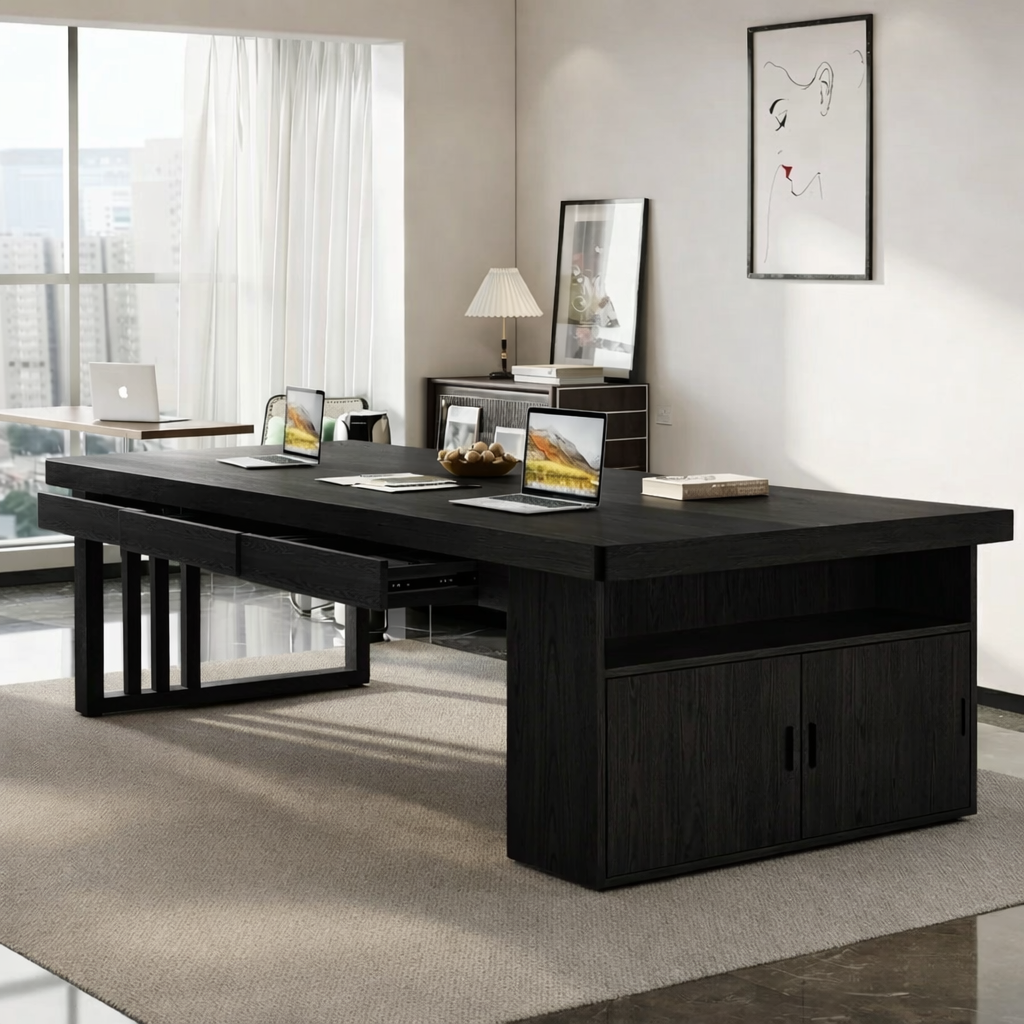 Spacious Modern Work Desk with Storage for Home or Office Workspace
