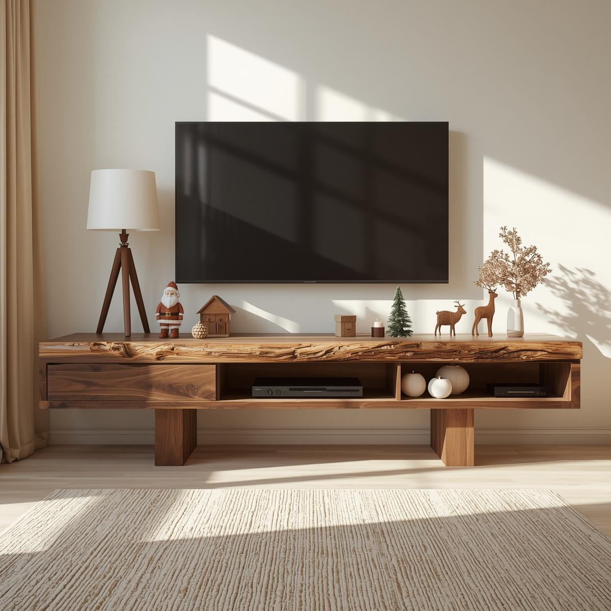 Live Edge Solid Wood TV Stand Modern Media Console Rustic Entertainment Center Storage