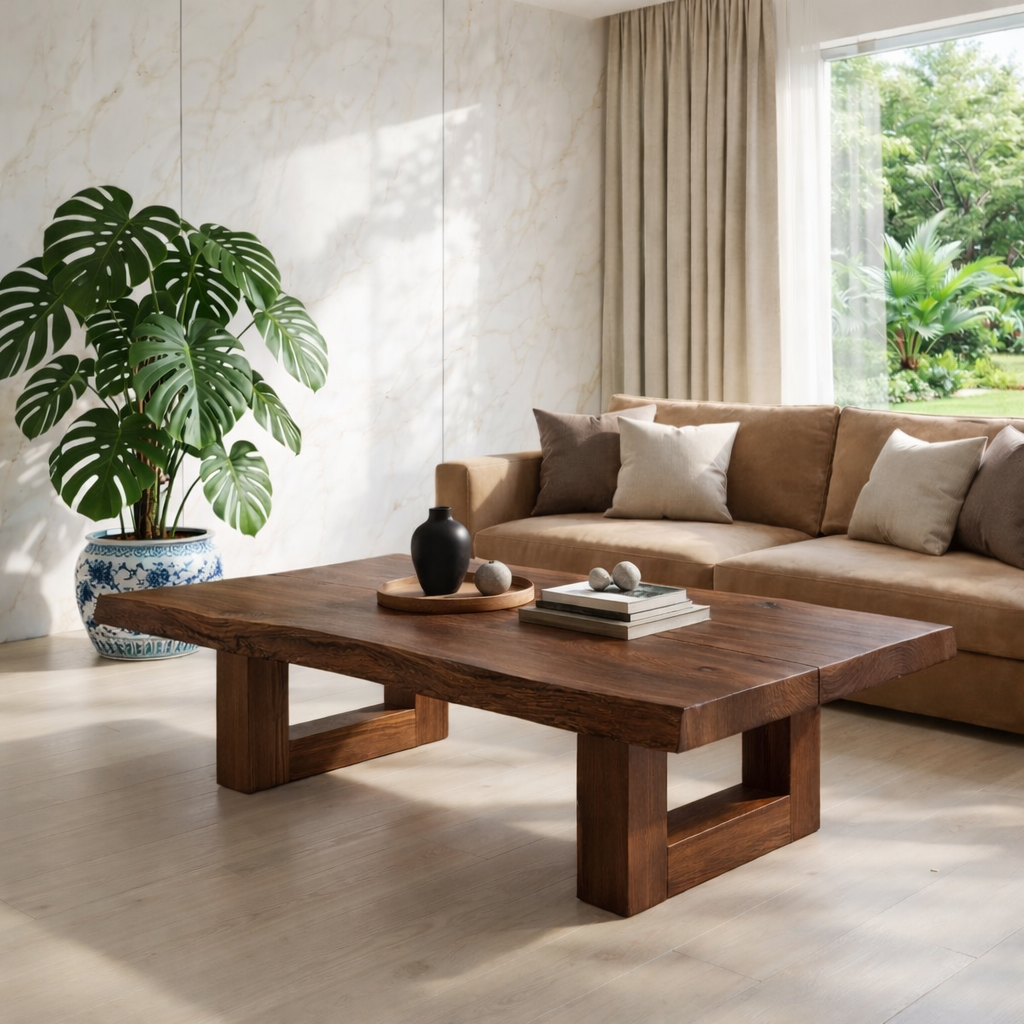 Natural Wood Coffee Table with Modern Design and Minimalist Aesthetic