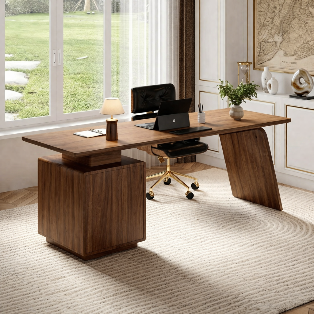 Stylish Modern Desk with Unique Support Base for Home Office
