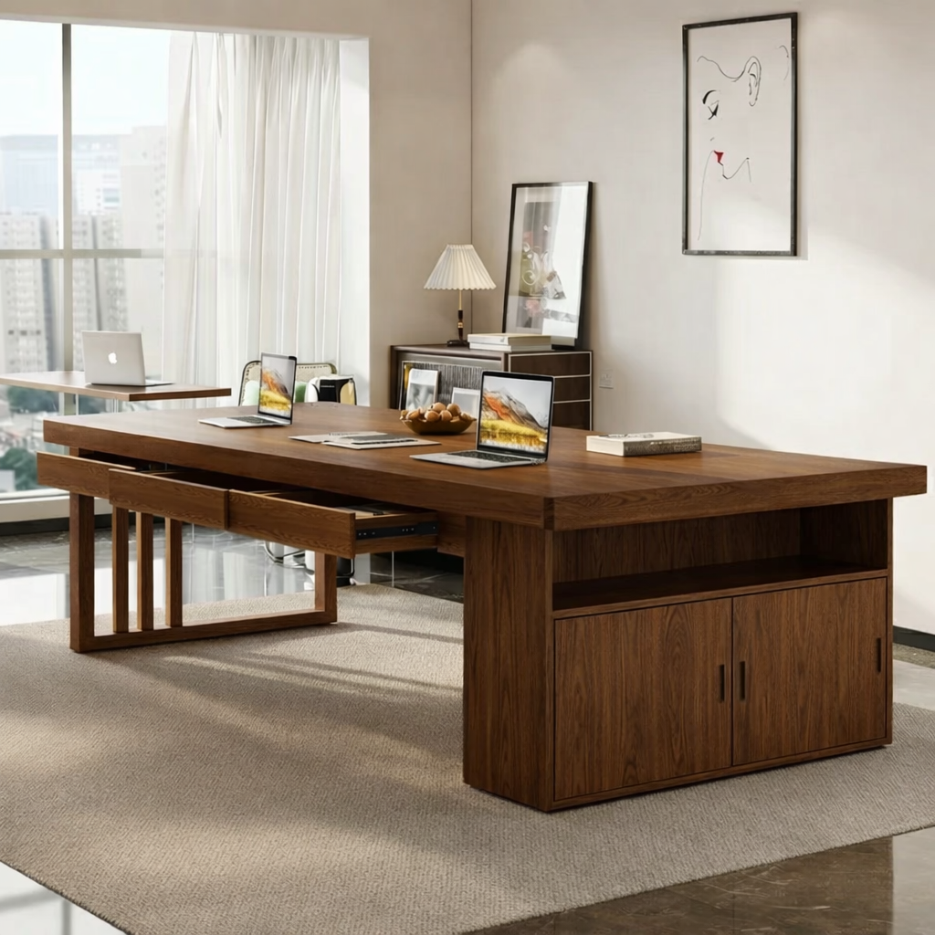 Spacious Modern Work Desk with Storage for Home or Office Workspace