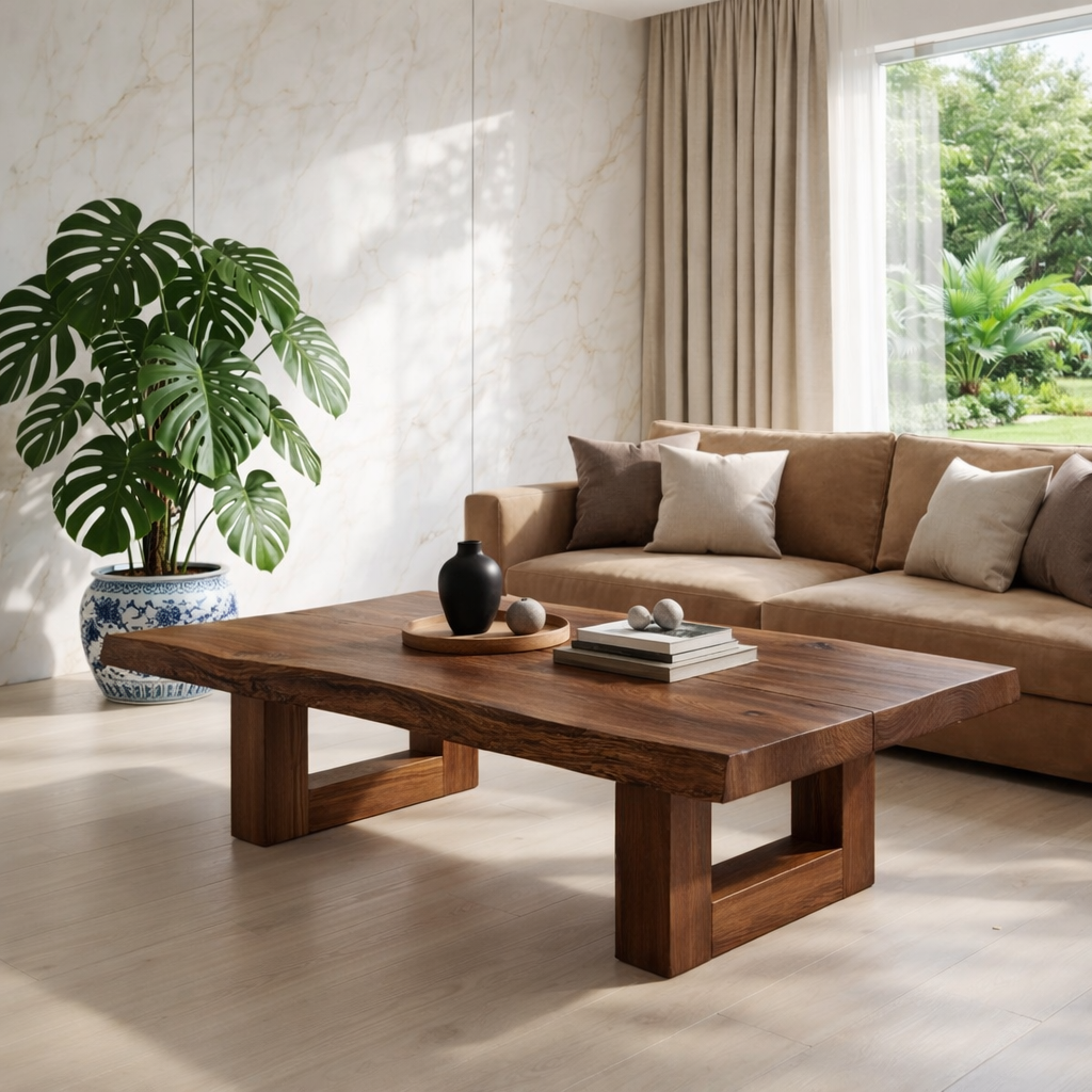 Natural Wood Coffee Table with Modern Design and Minimalist Aesthetic