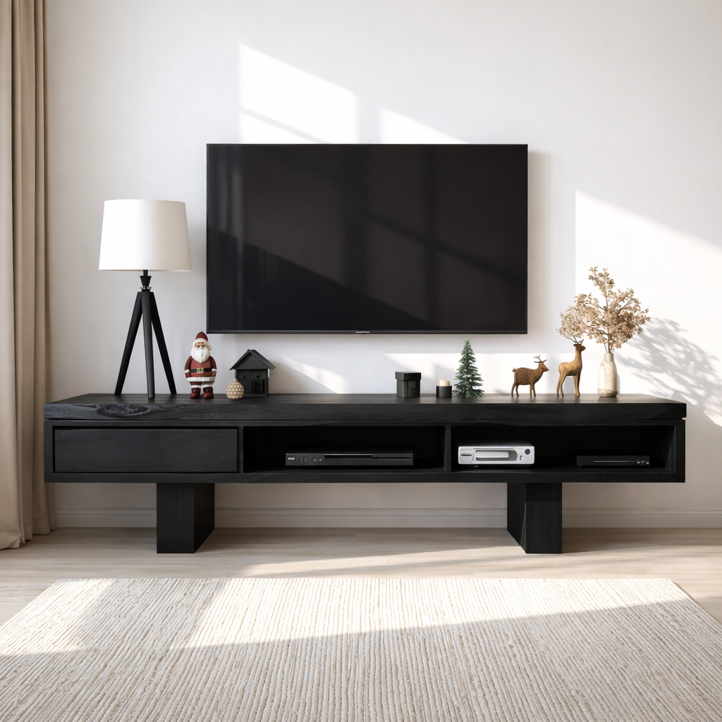 Live Edge Solid Wood TV Stand Modern Media Console Rustic Entertainment Center Storage