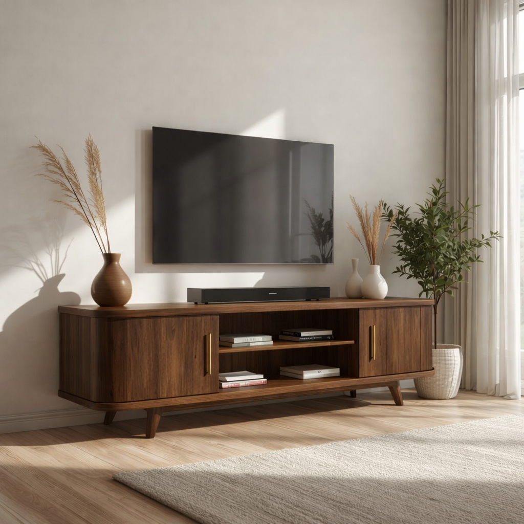 Mid Century Solid Wood TV Stand Modern Media Console Long Entertainment Center Cabinet