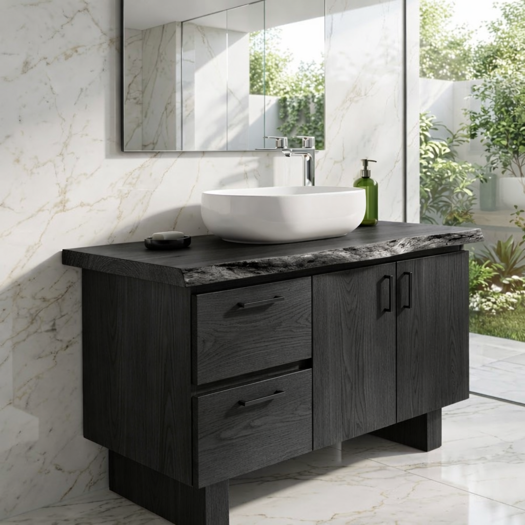 Solid Wood Bathroom Vanity with Sink, Freestanding Storage Cabinet for Modern Bath