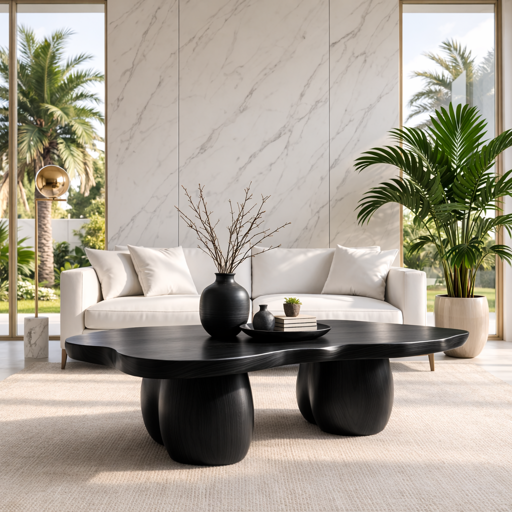 Handcrafted Live Edge Coffee Table with Unique Sculptural Design