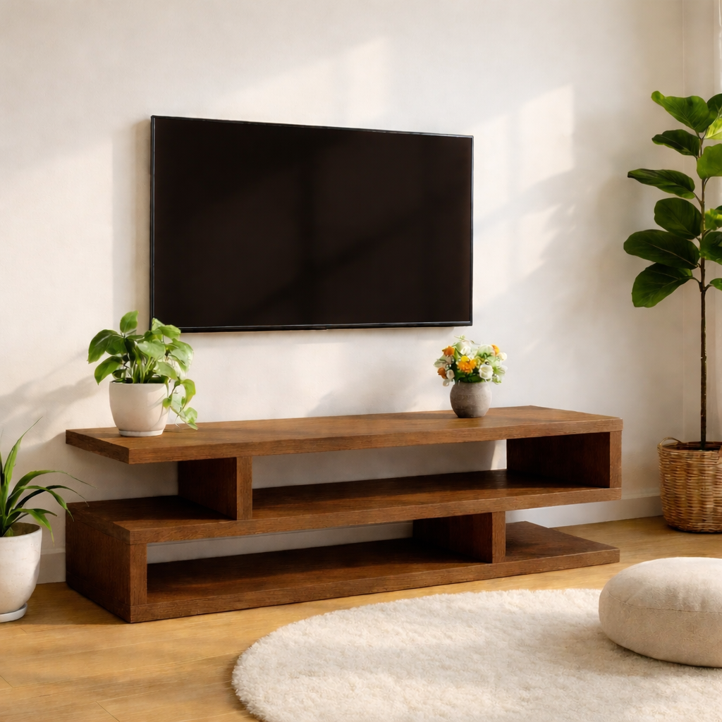 Minimalist Wood TV Stand Long Modern Media Console Low Profile Entertainment Center
