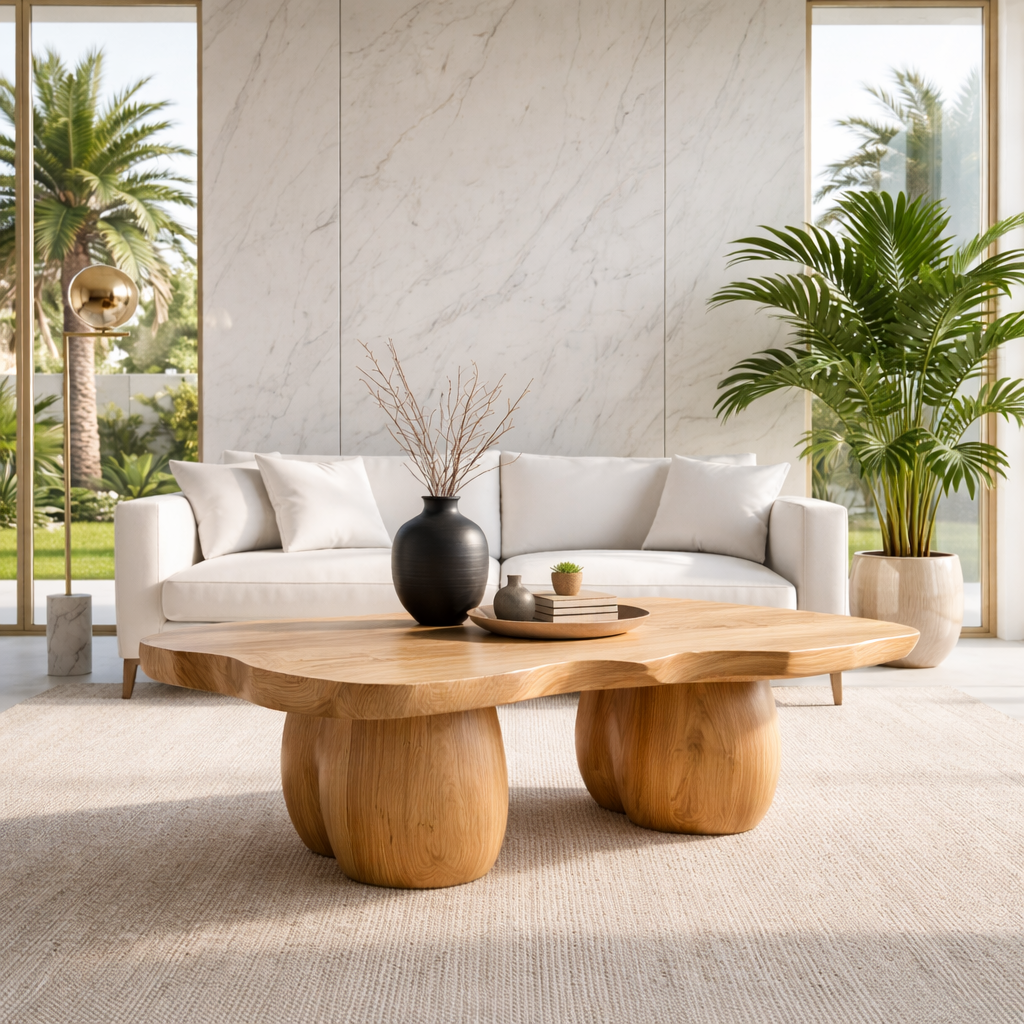 Handcrafted Live Edge Coffee Table with Unique Sculptural Design