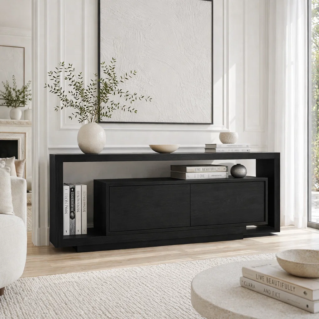 Solid Wood Console Sideboard – Modern Storage Cabinet with Clean Design