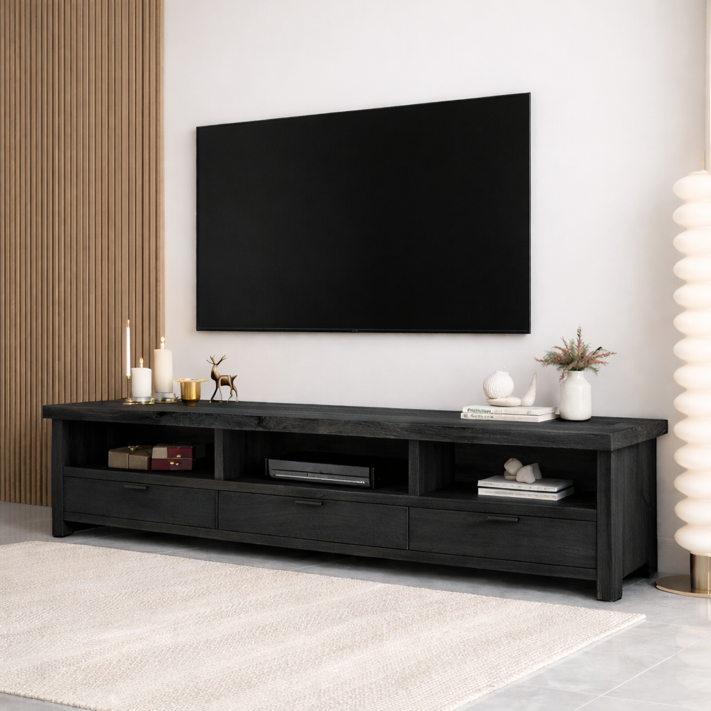 Mid Century Solid Wood TV Stand Long Media Console Storage Entertainment Cabinet