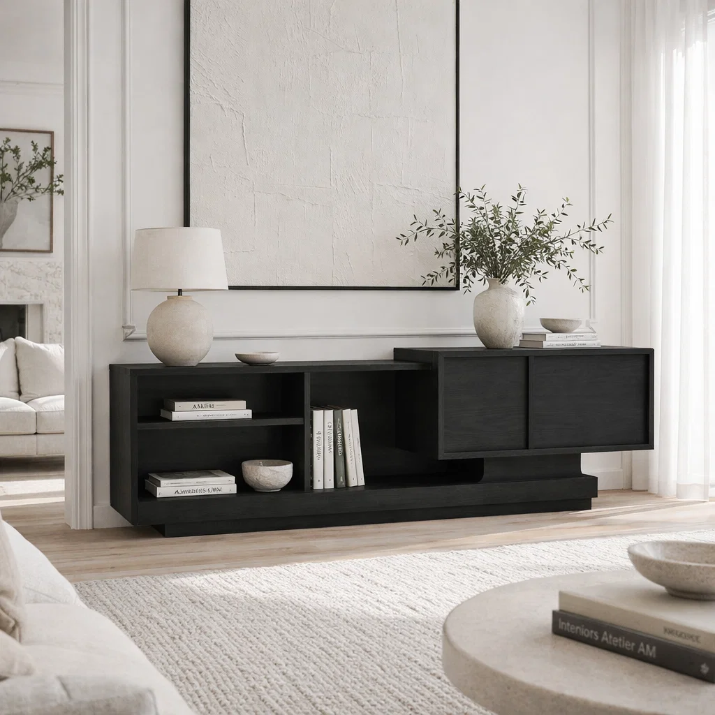 Minimalist Solid Wood Console Sideboard – Modern Entryway Storage Table
