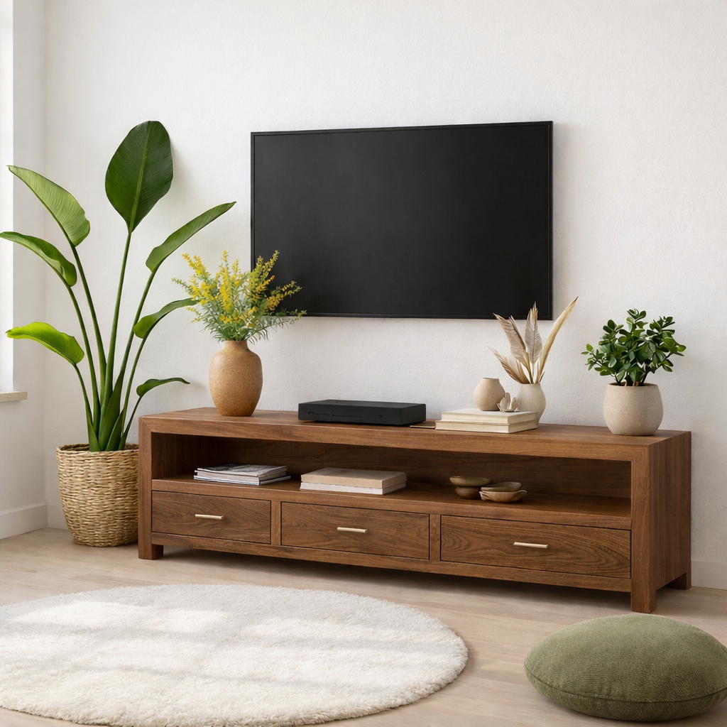 Mid Century Solid Wood TV Stand Modern Media Console Long Entertainment Center Cabinet