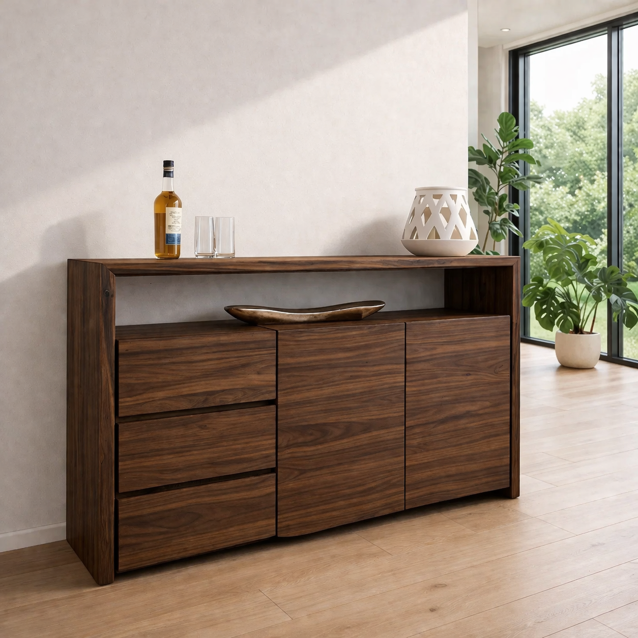 Modern Sideboard Cabinet with Drawers and Doors – Minimalist Storage Console