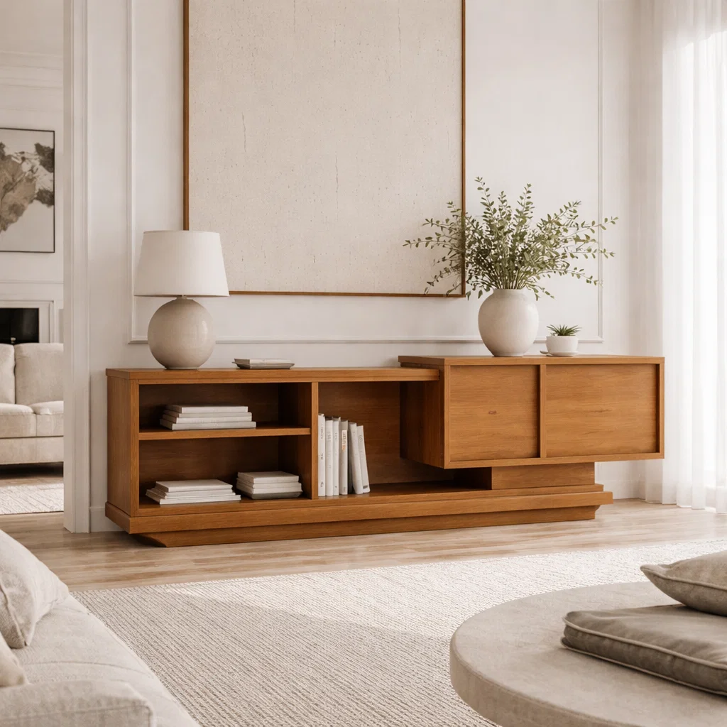 Minimalist Solid Wood Console Sideboard – Modern Entryway Storage Table