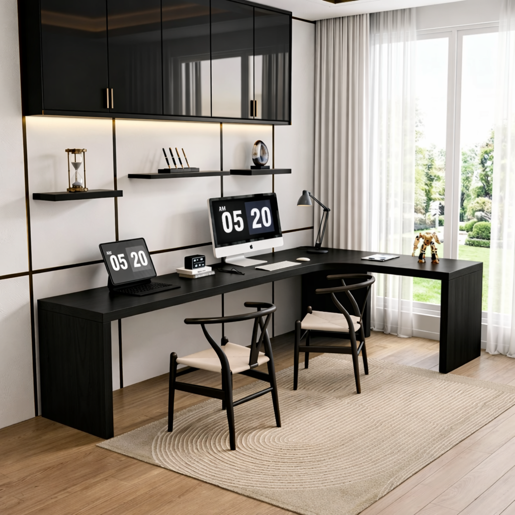 Modern Corner Desk with Dual Workstations for Office and Home Use