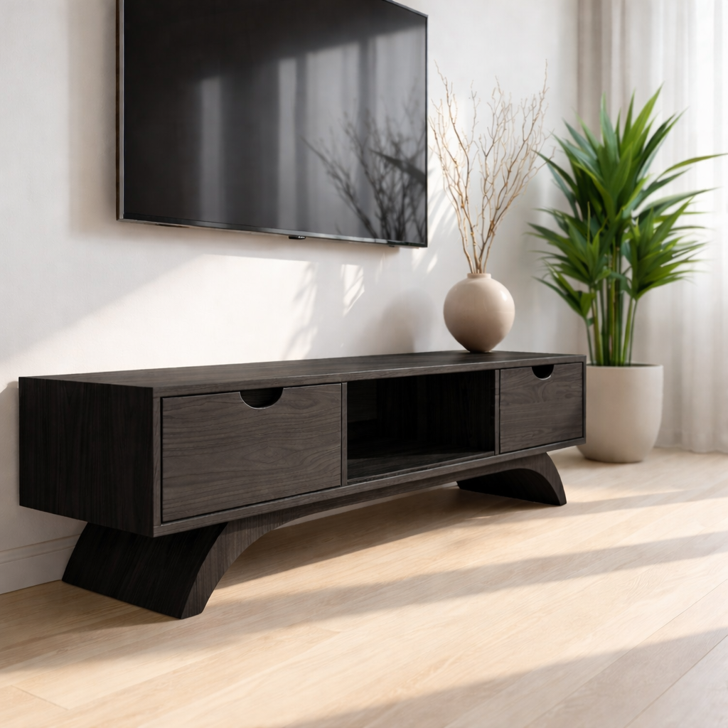 Mid Century Solid Wood TV Stand Modern Media Console Low Entertainment Center Cabinet