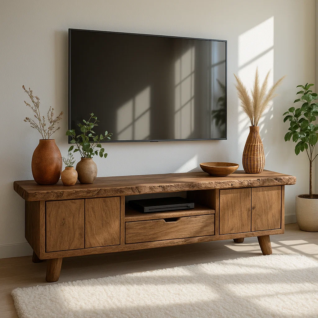 Modern Wood TV Stand With Storage Cabinets and Drawer Long Media Console Entertainment Center