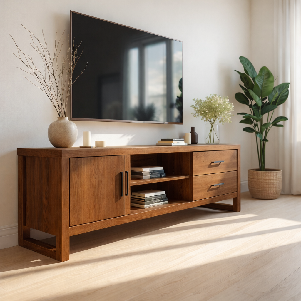 Mid Century Solid Wood TV Stand Modern Media Console Long Entertainment Center Cabinet