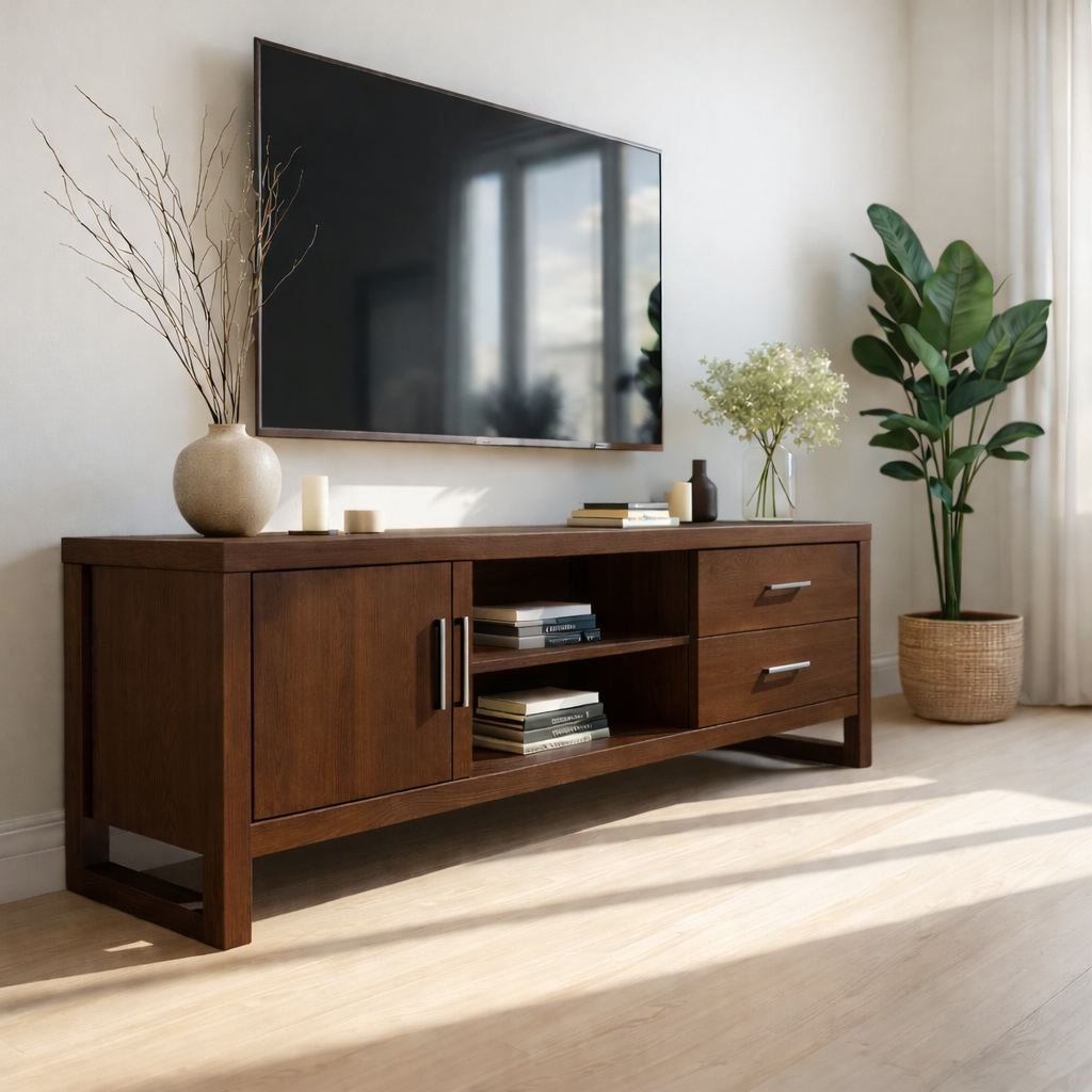 Mid Century Solid Wood TV Stand Modern Media Console Long Entertainment Center Cabinet