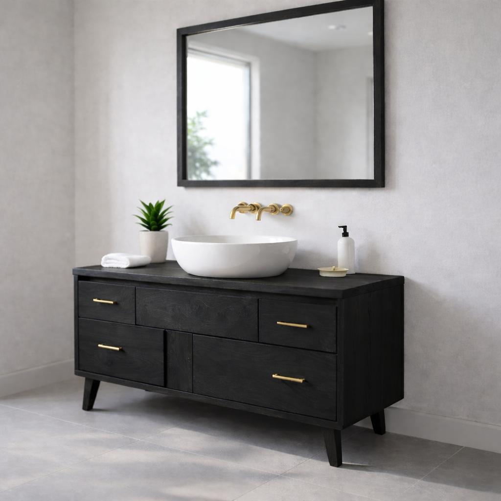 Minimalist Solid Wood Bathroom Vanity Cabinet β Modern Wall Mount, No Sink