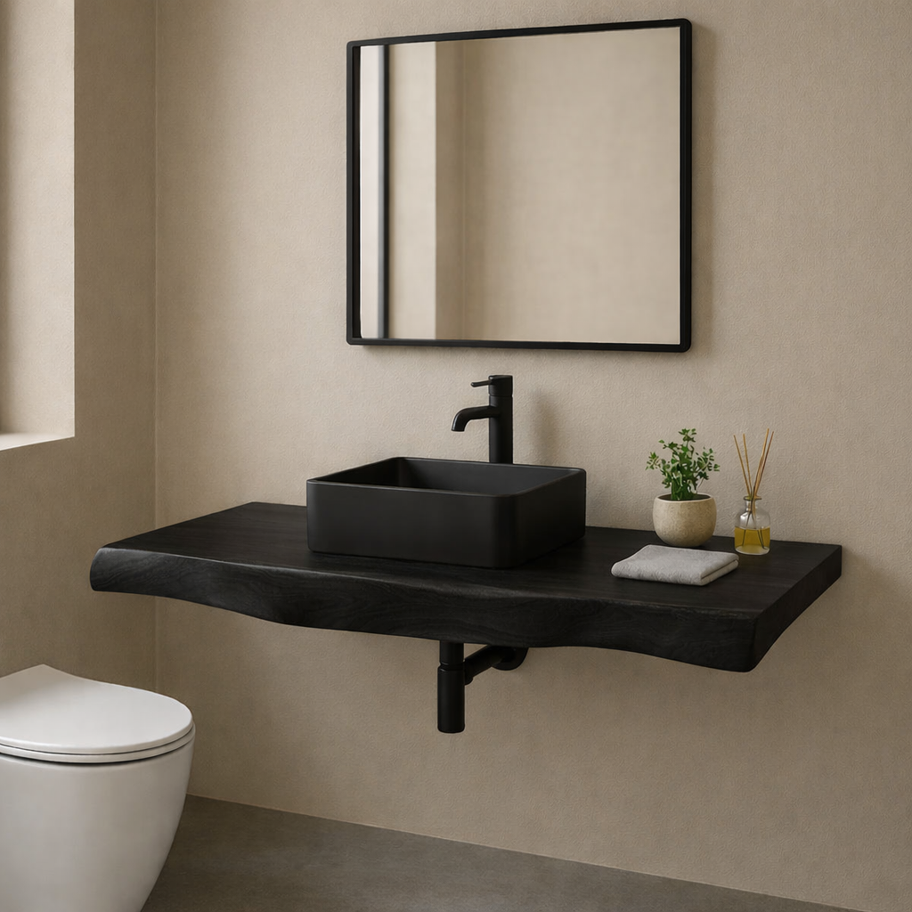 Solid Wood Live Edge Floating Bathroom Vanity β Modern Wall Mounted Vanity Top