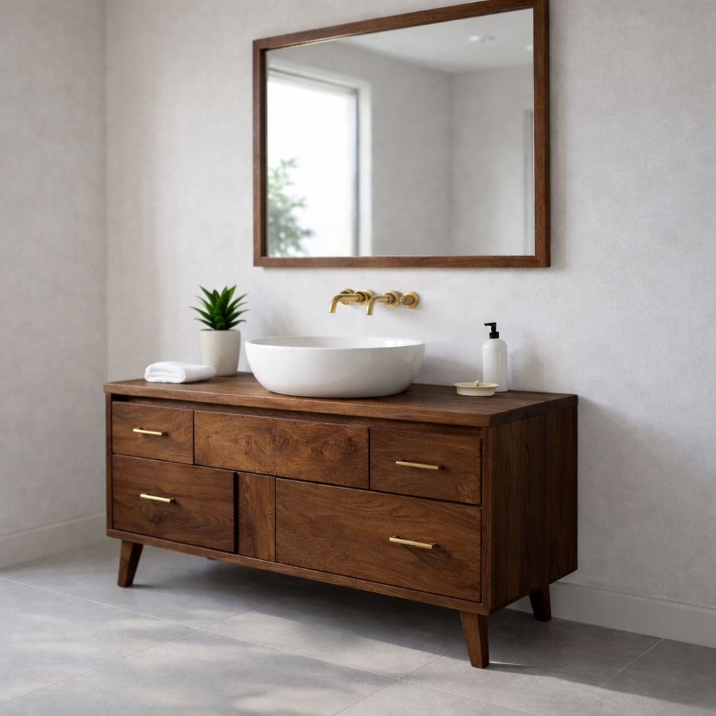 Minimalist Solid Wood Bathroom Vanity Cabinet β Modern Wall Mount, No Sink