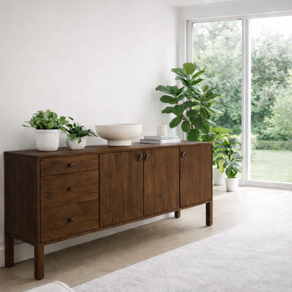 Scandinavian Sideboard Cabinet with Drawers and Doors – Clean Storage Console