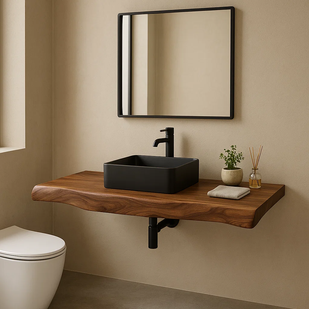 Solid Wood Live Edge Floating Bathroom Vanity β Modern Wall Mounted Vanity Top