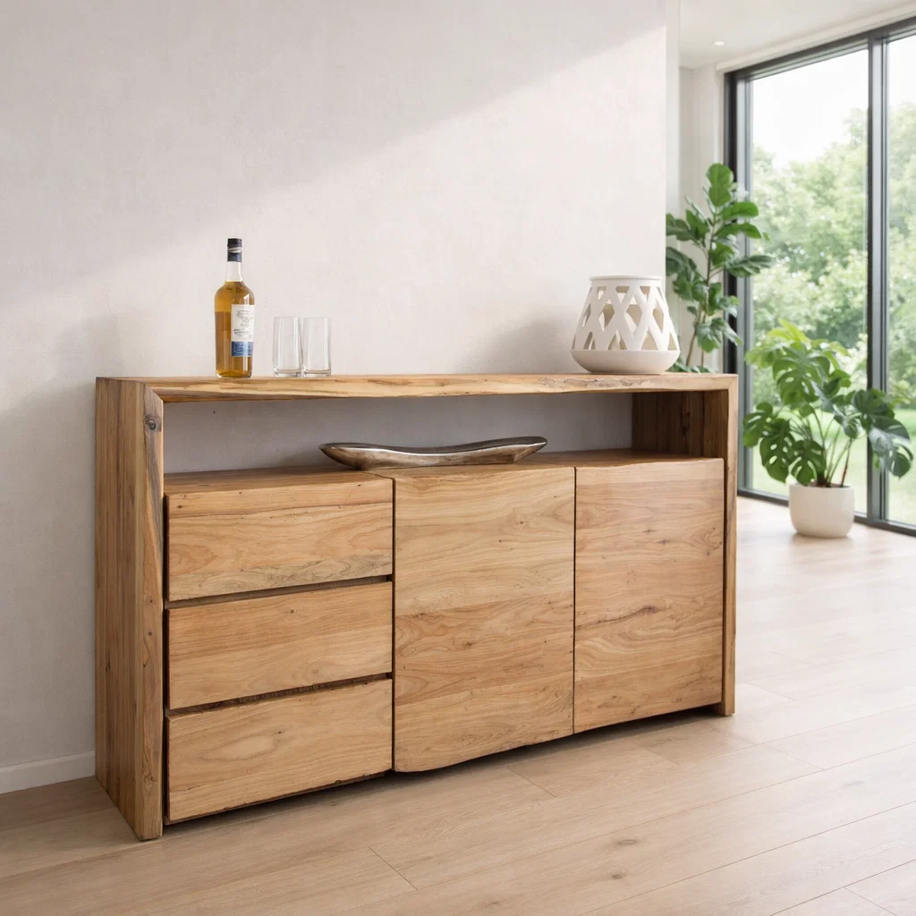 Modern Sideboard Cabinet with Drawers and Doors – Minimalist Storage Console