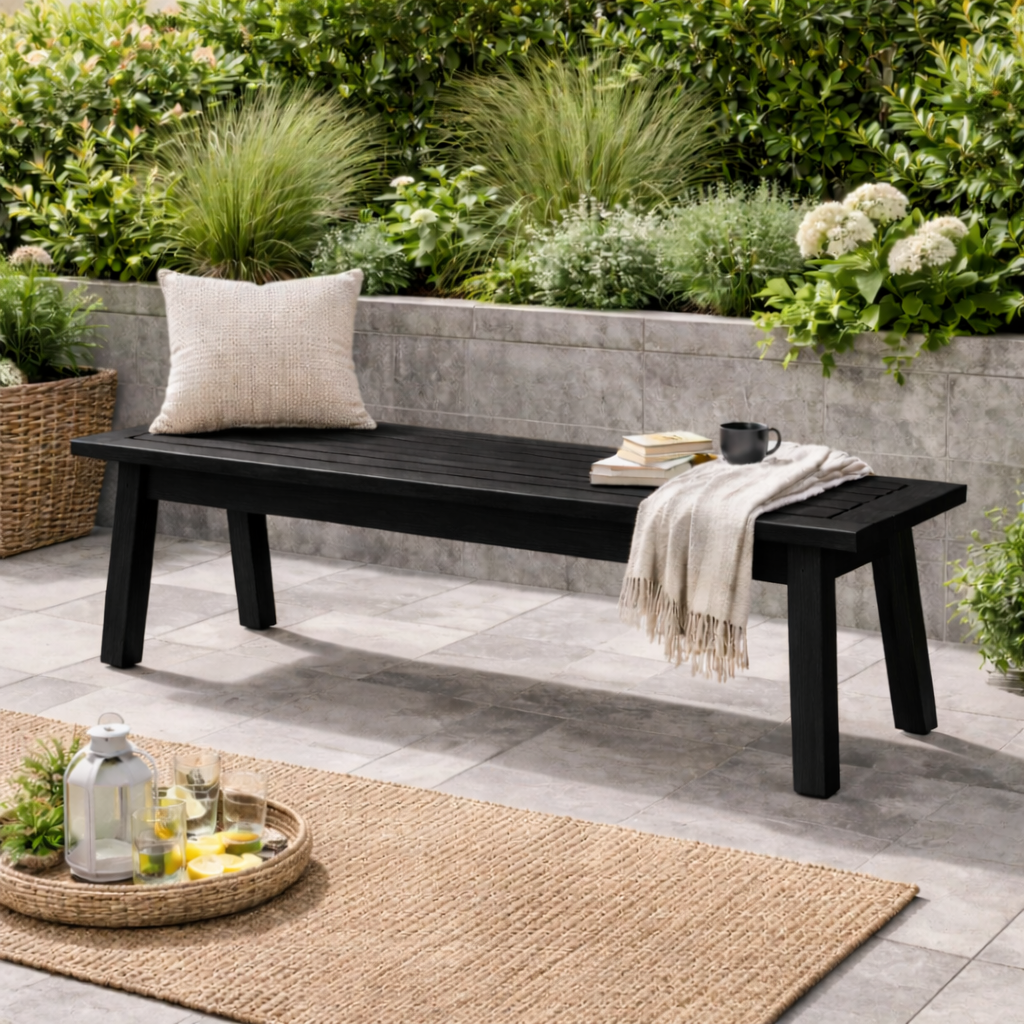 Outdoor Solid Wood Entryway Bench | Modern Patio & Garden Bench with Storage