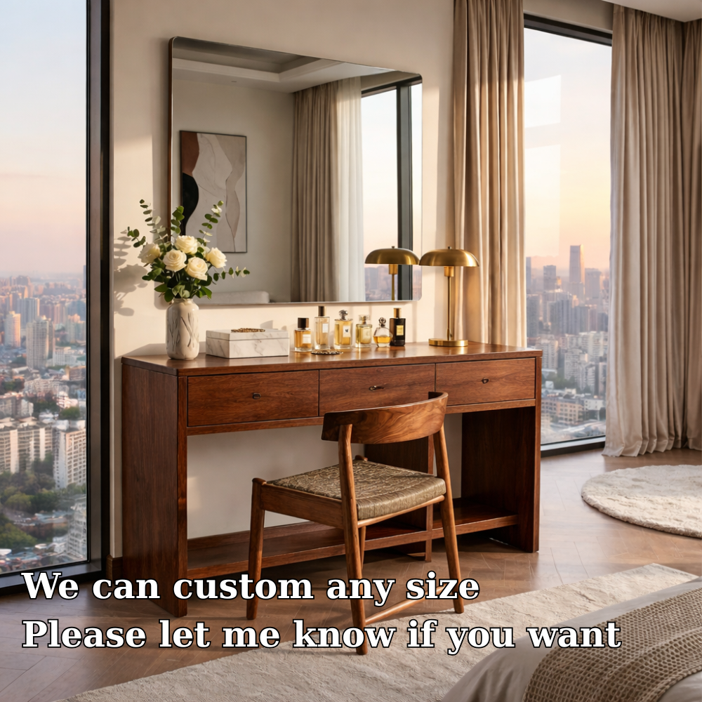 Handcrafted Solid Wood Makeup Vanity – Modern Minimalist Design