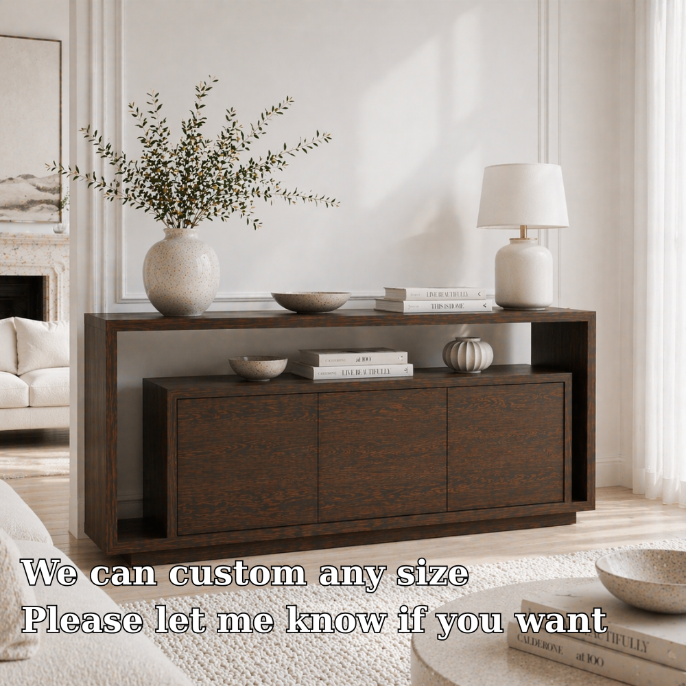 Solid Wood Console Sideboard – Minimalist Modern Storage Cabinet for Living Room