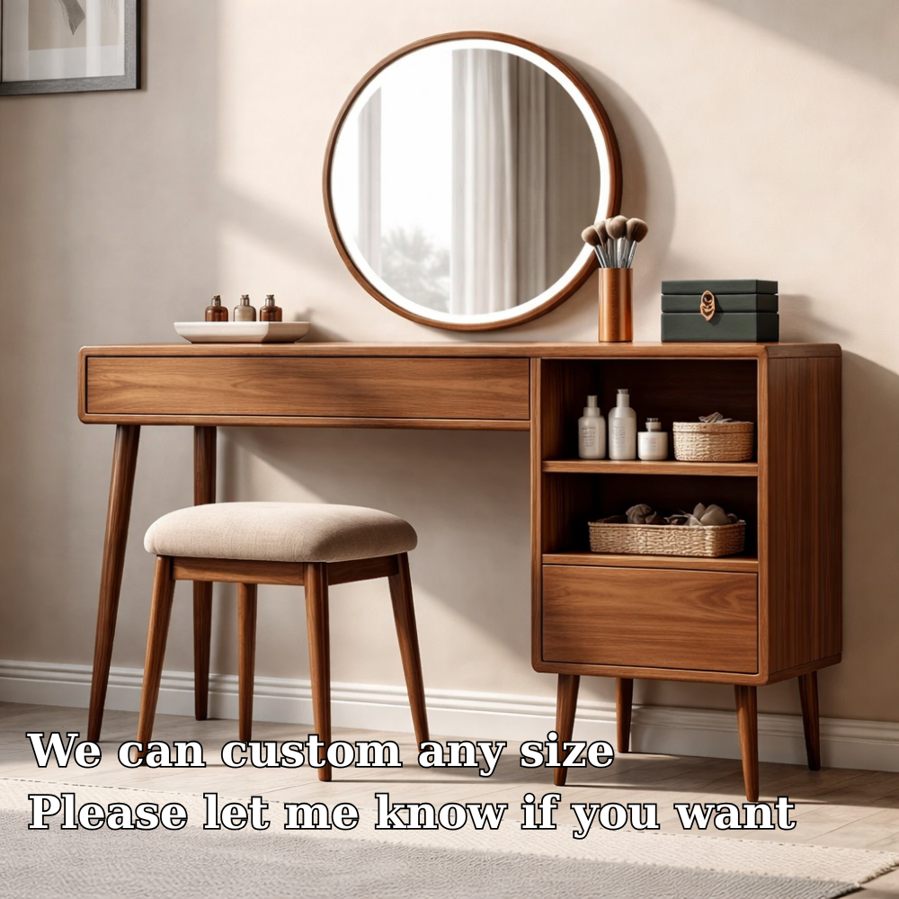 Solid Wood Makeup Vanity with Storage – Modern Minimalist Design