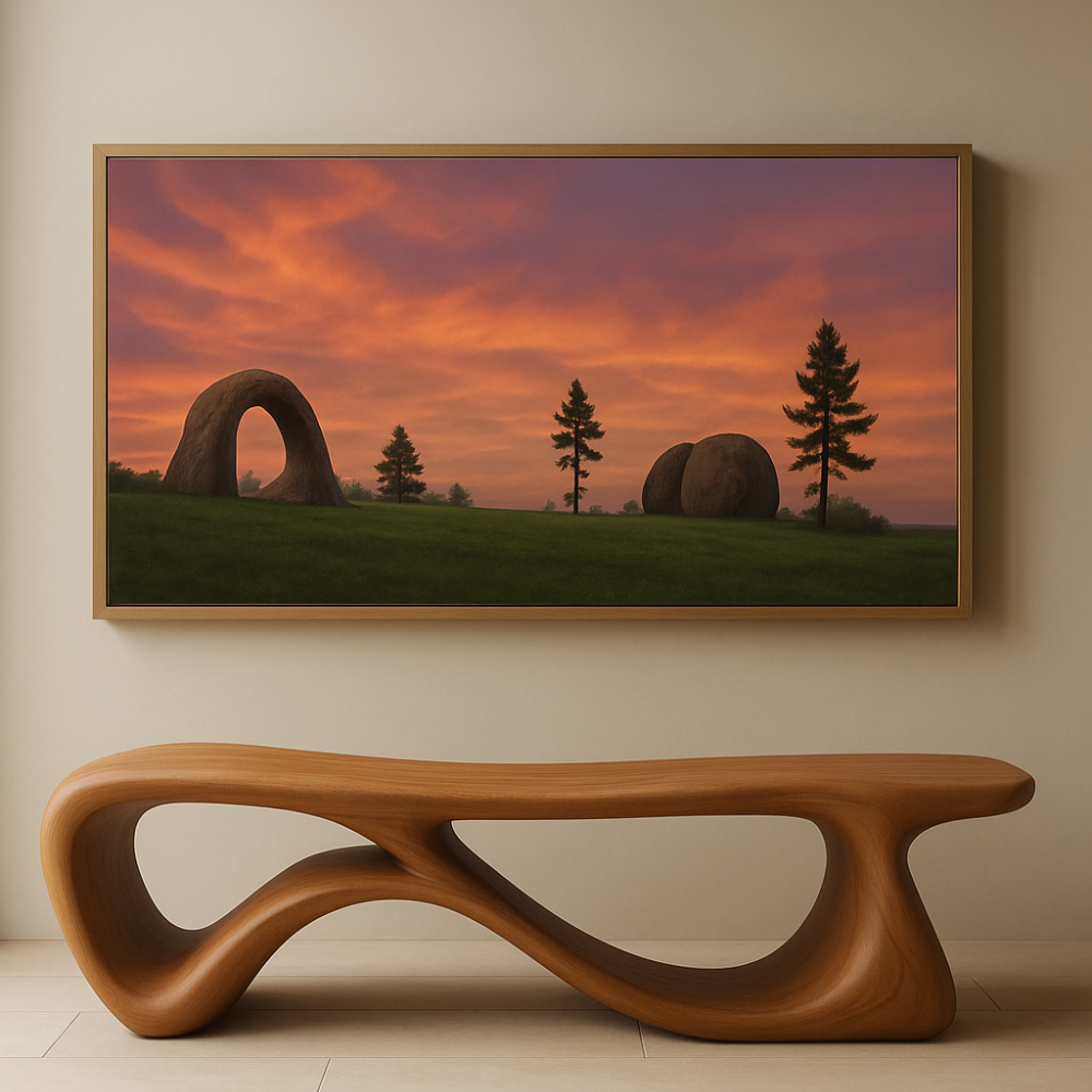 Sculptural Solid Wood Bench – Contemporary Organic Design Wooden Bench