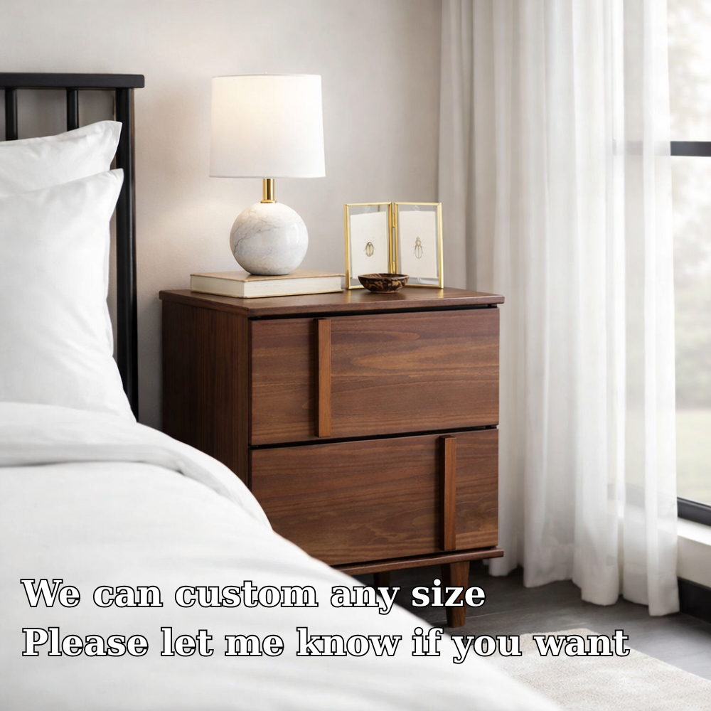 Solid Wood Nightstand with Drawers – Modern Minimalist Bedside Table