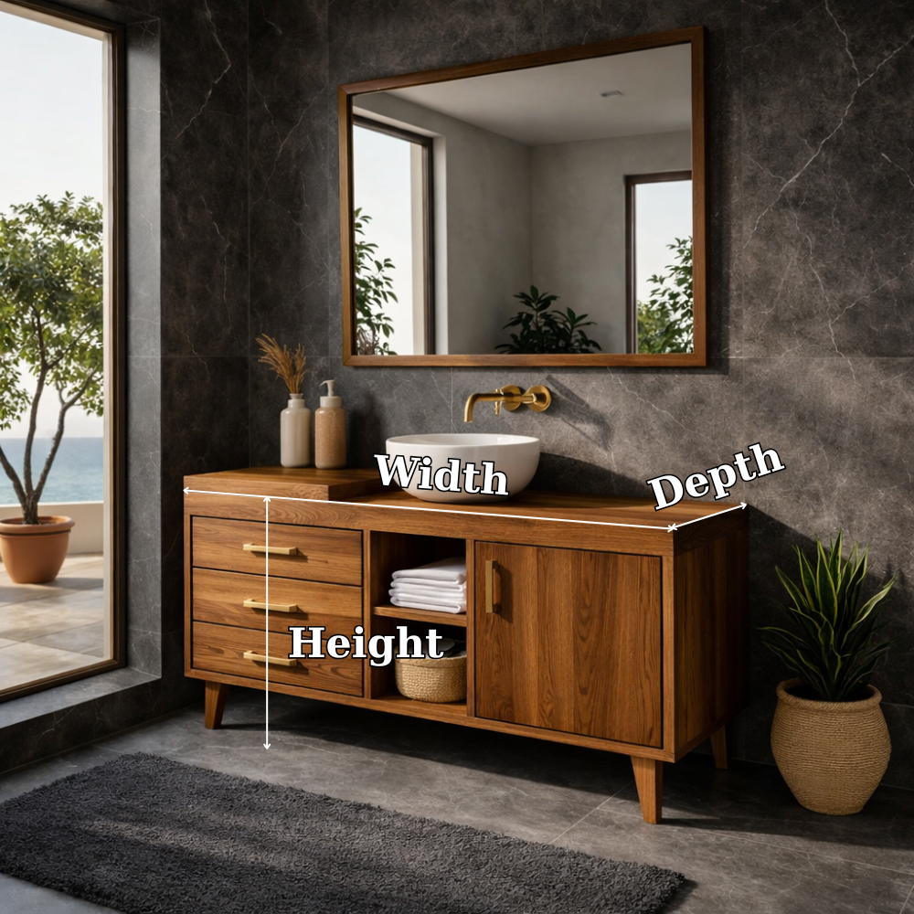 Solid Wood Bathroom Vanity Cabinet with Drawers & Shelf β Modern Walnut Bathroom Storage