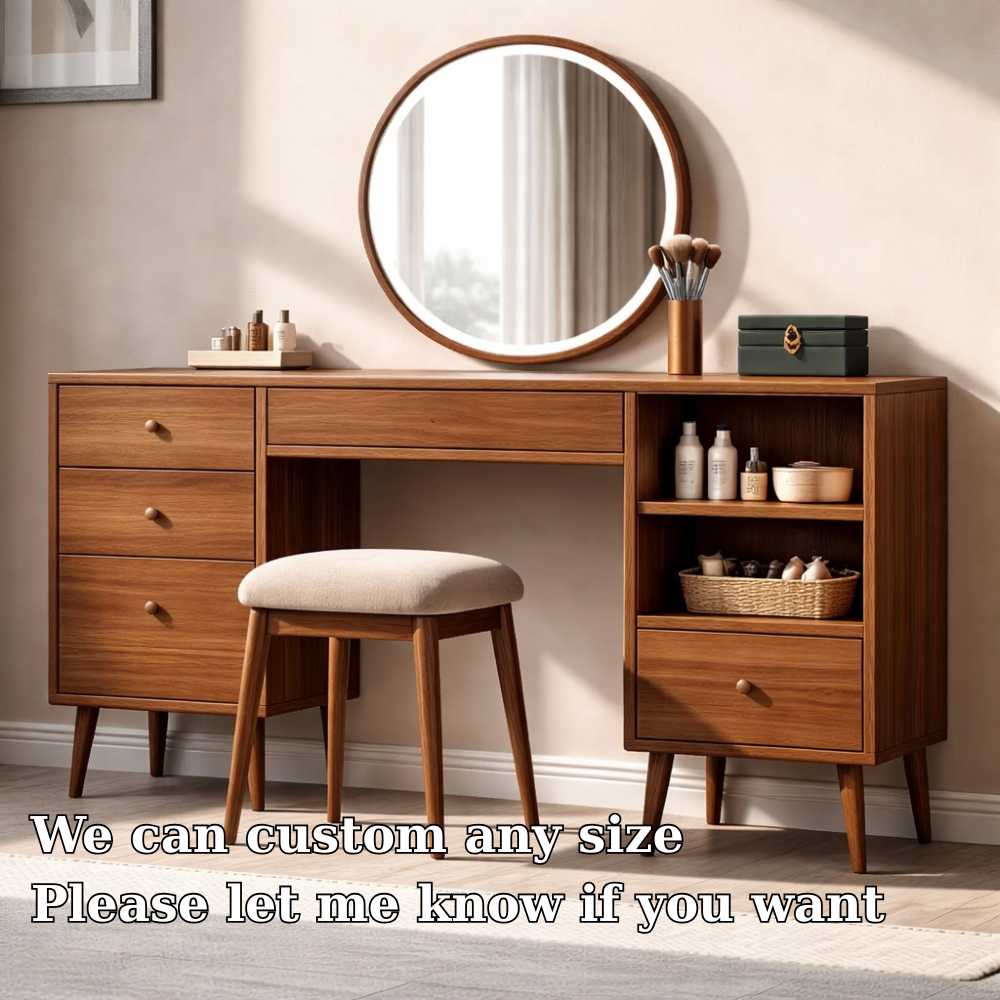 Solid Wood Makeup Vanity with Storage – Modern Design for Beauty Essentials
