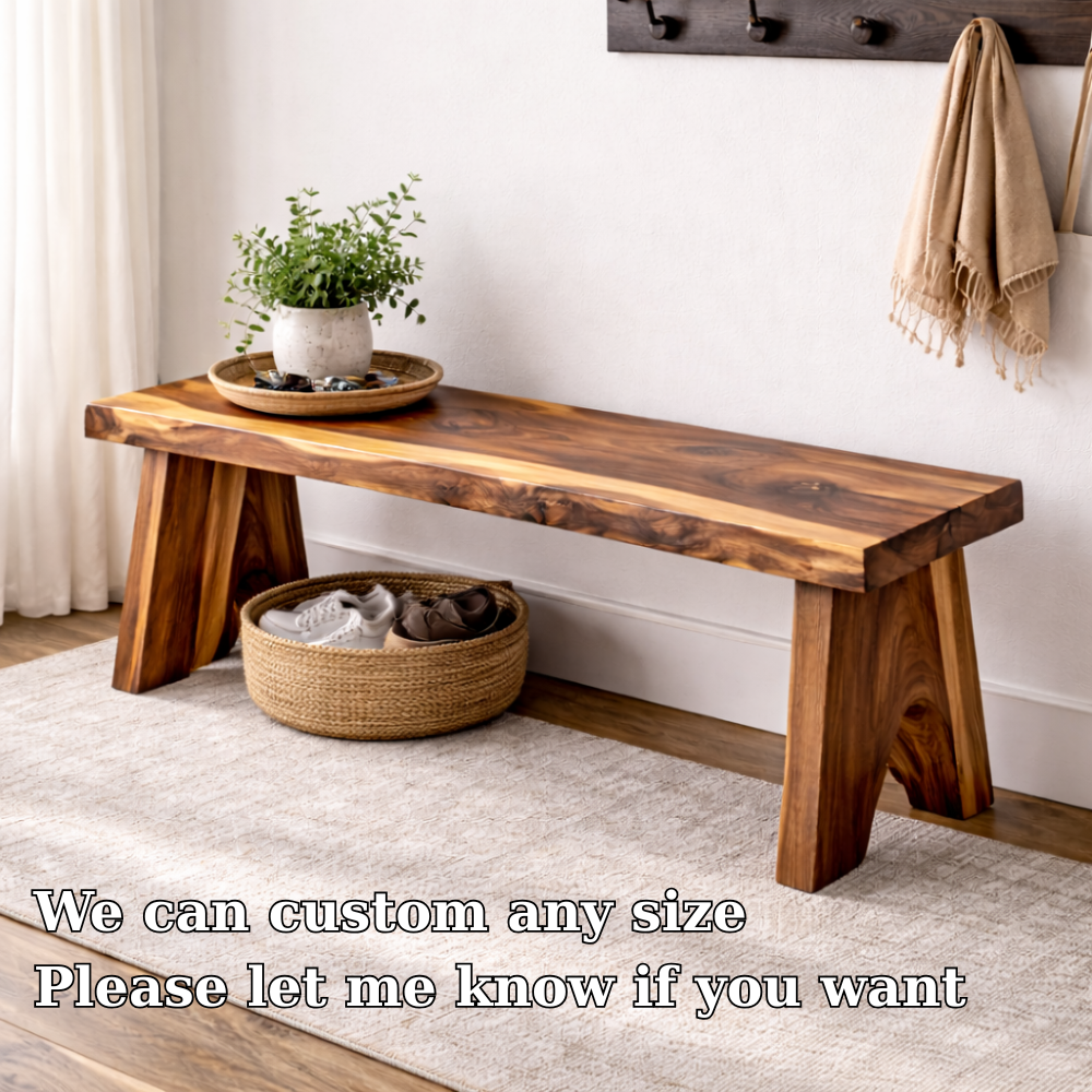Solid Wood Entryway Bench with Storage | Rustic Hallway Seating & Shoe Rack